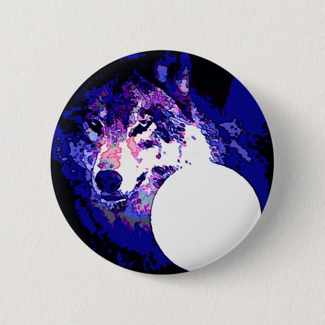 Wolf & Moon Pinback Button (Front)