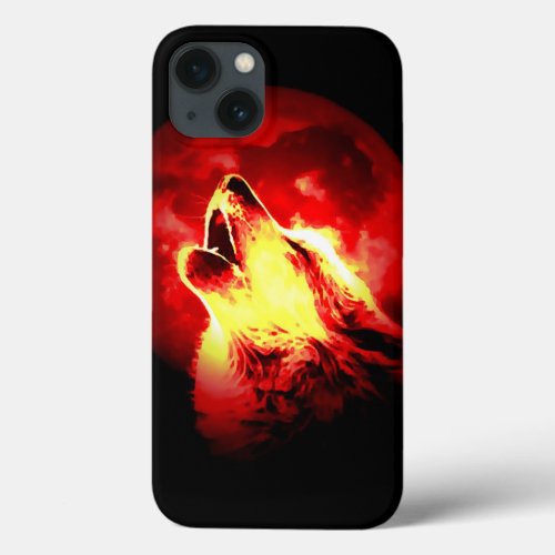 Wolf Moon  Red Sky iPhone 13 Case