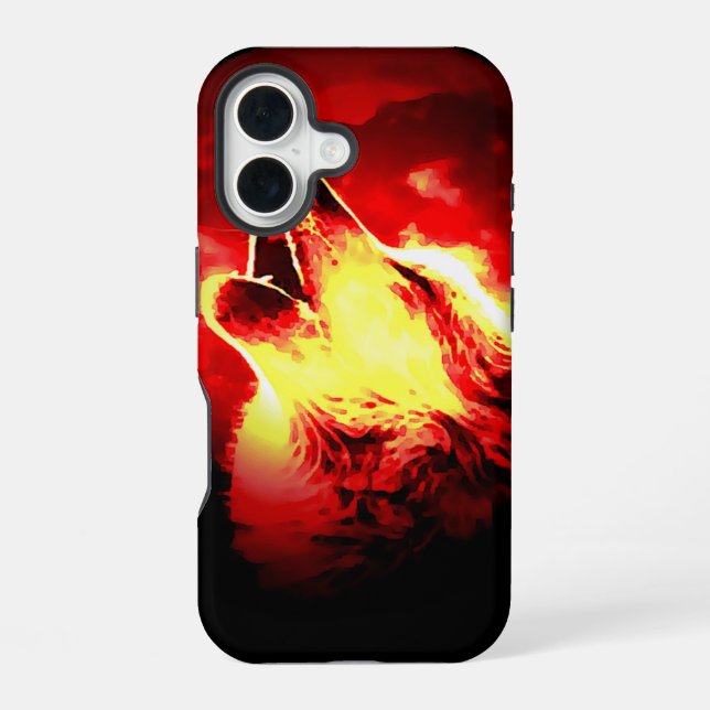 Wolf, Moon & Red Sky Iphone Case (Back)