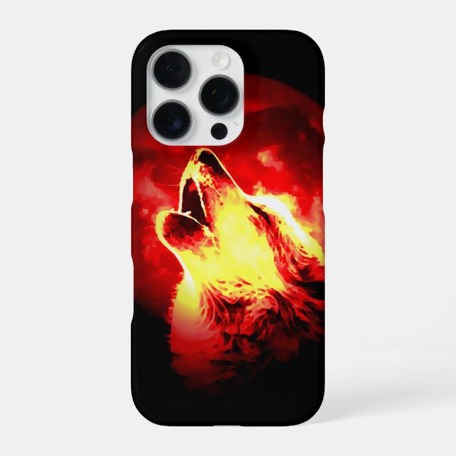 Wolf, Moon & Red Sky Iphone Case (Back)