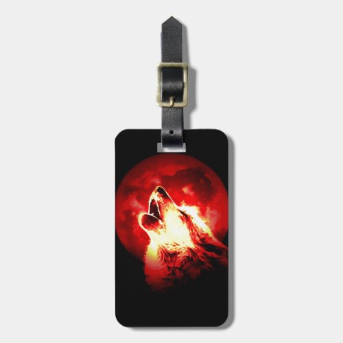 Wolf Moon  Red Sky Luggage Tags