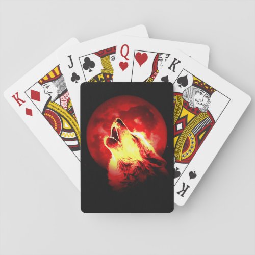 Wolf Moon  Red Sky Playing Cards
