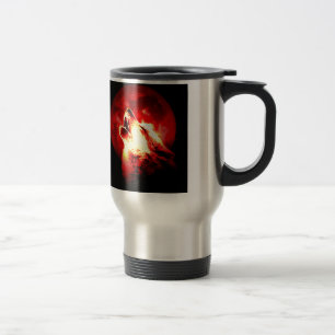 Wolf, Moon & Red Sky Travel Mug