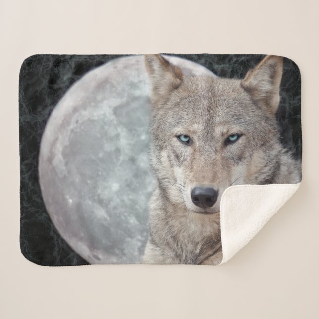Wolf Moon Sherpa Blanket (Front (Horizontal))