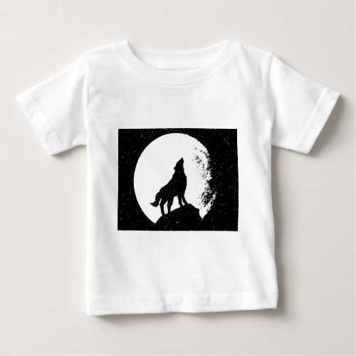 Wolf  Moon Silhoutte Baby T_Shirt