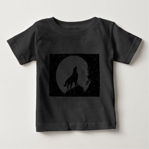 Wolf  Moon Silhoutte Baby T_Shirt