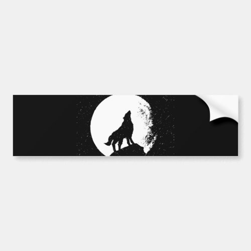 Wolf  Moon Silhoutte Bumper Sticker