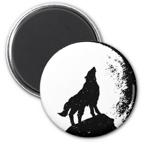 Wolf  Moon Silhoutte Magnet