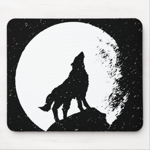 Wolf  Moon Silhoutte Mouse Pad