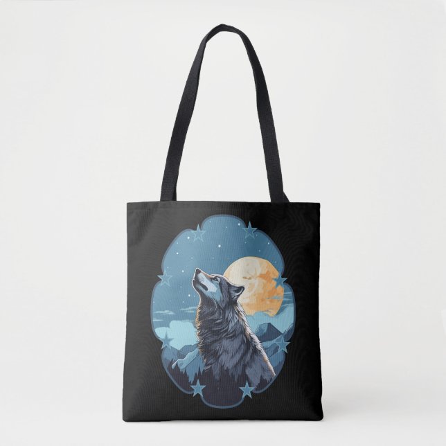 Wolf Moon Stars  Tote Bag (Front)