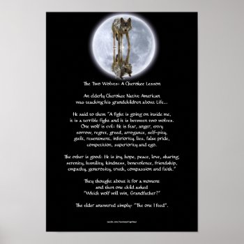 Wolf & Moon Two Wolves Cherokee Tale Art Poster by RavenSpiritPrints at Zazzle