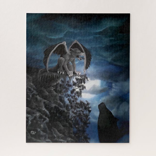Wolf Moon - Wolf with Golem Jigsaw Puzzle (Vertical)