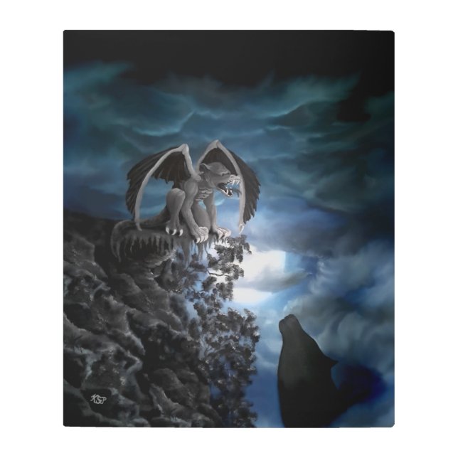 Wolf Moon - Wolf with Golem Metal Print (Front)