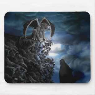 Wolf moon - Wolf with Golem Mouse Pad