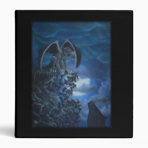 Wolf moon _ Wolf with Golem Oil Painting by KSZP 3 Ring Binder