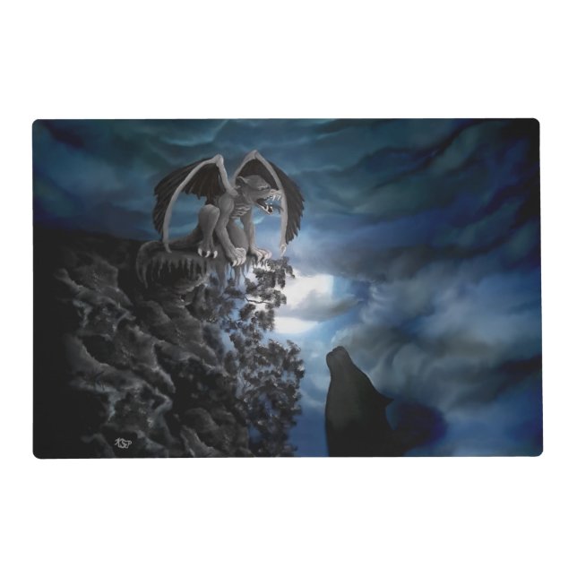 Wolf moon - Wolf with Golem Pet Mat (Front)