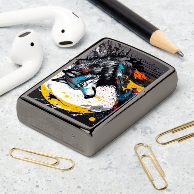 Wolf Moon Zippo Lighter (On Table 2)