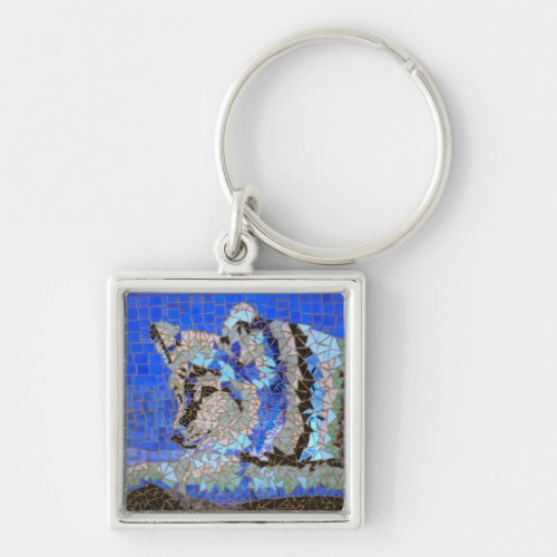 Wolf Mosaic Keychain