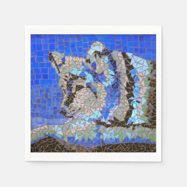 Wolf Mosaic Paper Napkins (Front)