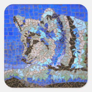 Wolf Mosaic Square Sticker