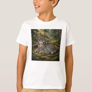 Wolf Mother And Pups  T-Shirt