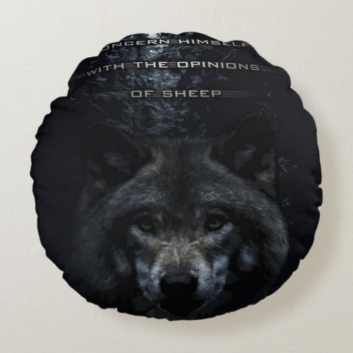 wolf motivation quote round pillow