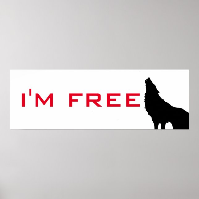 Wolf Motivational Freedom Black & White Poster (Front)