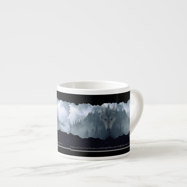 Wolf & Mountain Espresso Coffee Mug (Front Right)