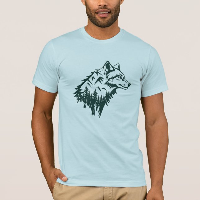 Wolf mountains minimalist art T-Shirt (Front)