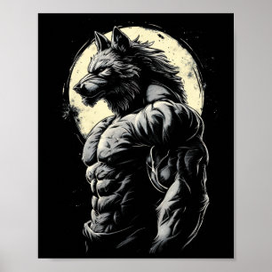 Wolf Muscular Muscles Bodybuilding Werewolf Poster