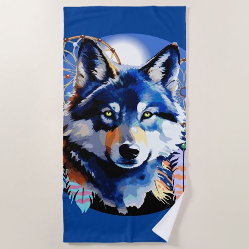 Wolf Native Animal Spirit   Beach Towel