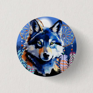 Wolf Native Animal Spirit  Button