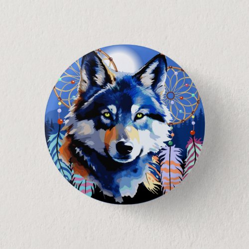 Wolf Native Animal Spirit  Button
