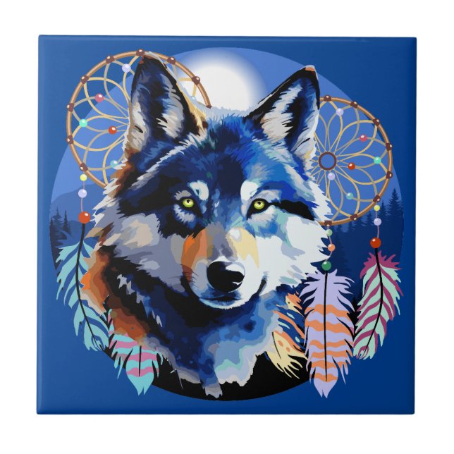 Wolf Native Animal Spirit   Ceramic Tile (Front)