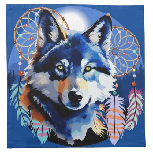 Wolf Native Animal Spirit  Cloth Napkin