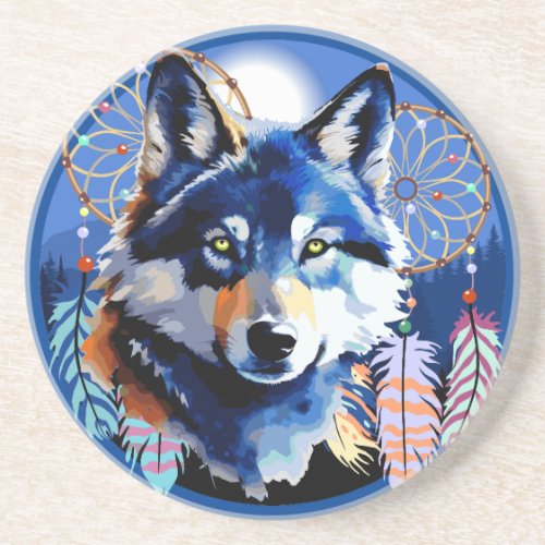 Wolf Native Animal Spirit  Coaster