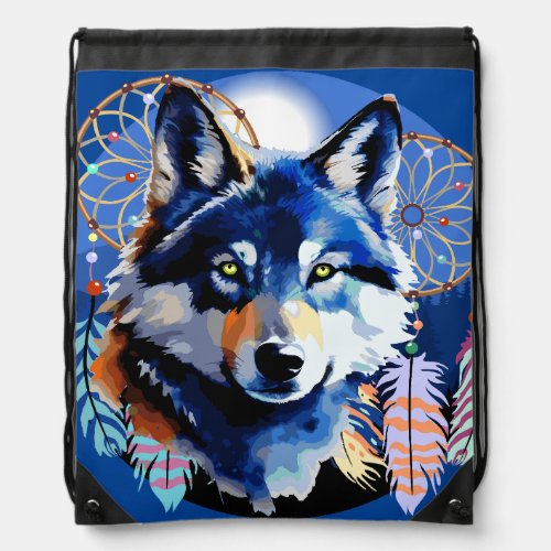 Wolf Native Animal Spirit  Drawstring Bag