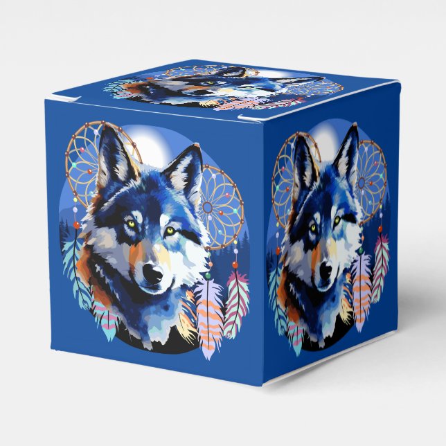 Wolf Native Animal Spirit  Favor Boxes (Front Side)