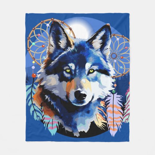 Wolf Native Animal Spirit   Fleece Blanket