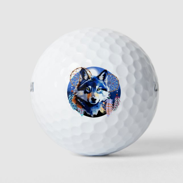 Wolf Native Animal Spirit  Golf Balls (Front)