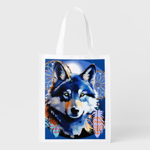 Wolf Native Animal Spirit   Grocery Bag
