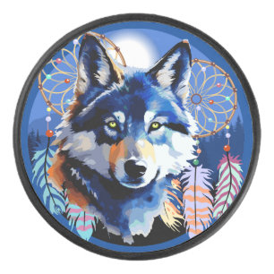 Wolf Native Animal Spirit Hockey Puck