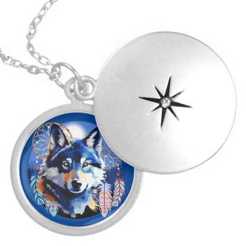 Wolf Native Animal Spirit   Locket Necklace