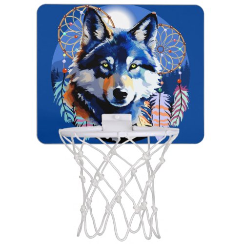 Wolf Native Animal Spirit   Mini Basketball Hoop