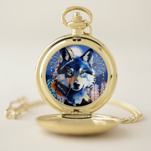 Wolf Native Animal Spirit  Pocket Watch
