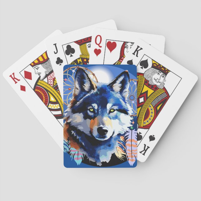 Wolf Native Animal Spirit  Poker Cards (Back)