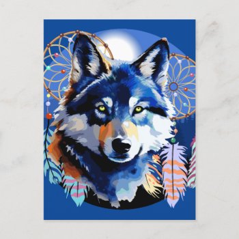 Wolf Native Animal Spirit   Postcard by Bluedarkat at Zazzle