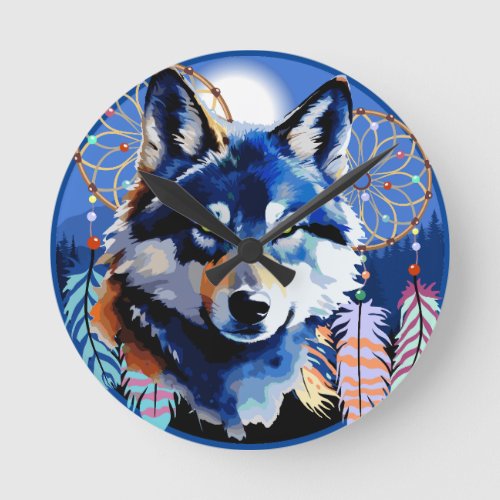 Wolf Native Animal Spirit  Round Clock