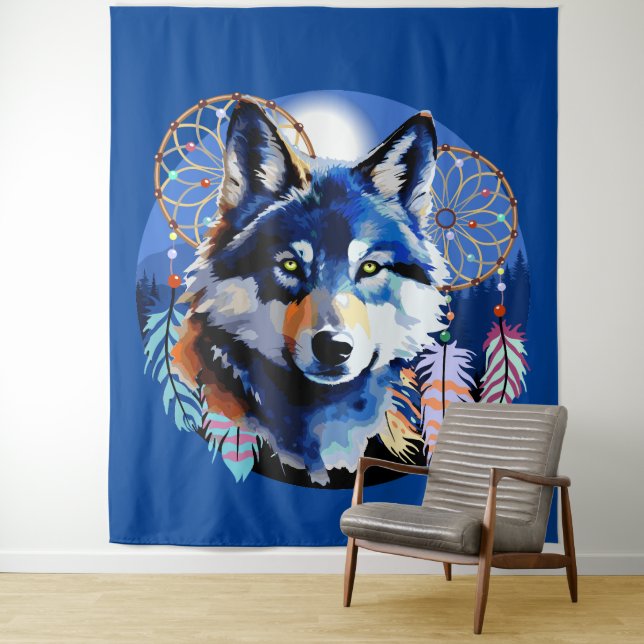 Wolf Native Animal Spirit  Tapestry (In Situ)