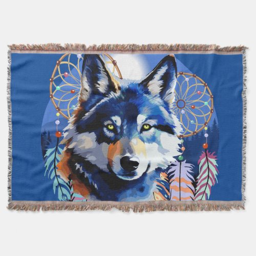 Wolf Native Animal Spirit   Throw Blanket